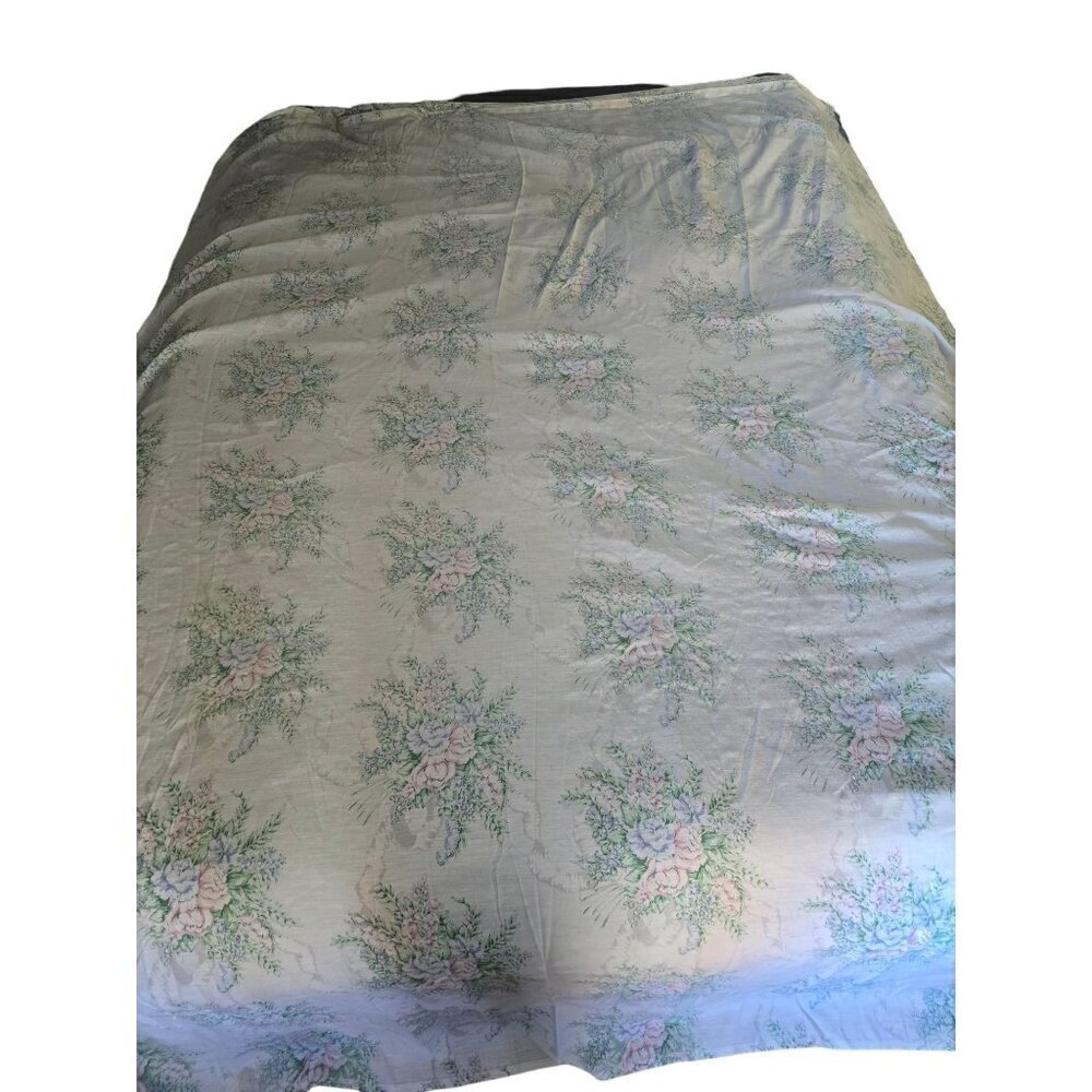 Vintage 60s 70s Pastel Spring Floral Cotton Sheet Bloomcore Cottagecore